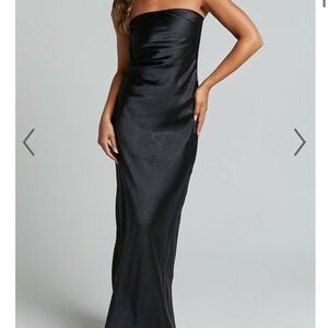 Showpo Black Strapless Satin Dress - Charlita Maxi Dress